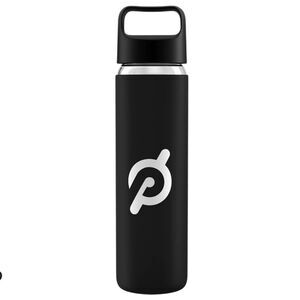 Peloton Glass Water Bottle 16 oz Bottle Non-Slip Silicone Sleeve Screw Top black